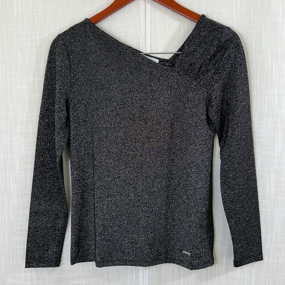 Nine West NWT Asymmetric Metallic Blouse Top Size XS - Picture 1 of 7